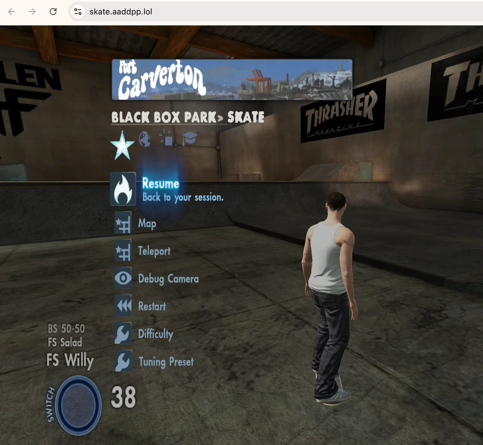 Skate 3 browser gameplay screenshot